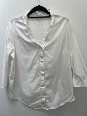 COS White Cotton Ruffle Collar Button Down Shirt